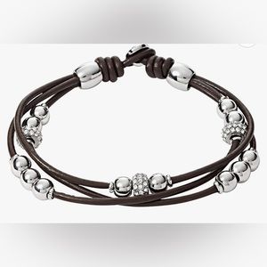 Fossil bracelet stainless steel & leather